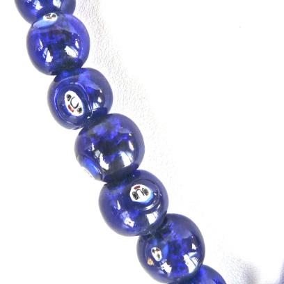 C1959 Antique Japanese incense holder, Tsary Edding symbol, blue lamp work glass necklace