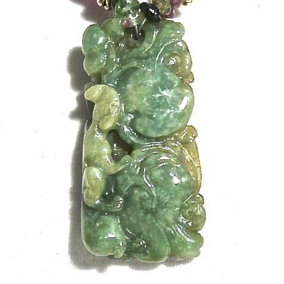 C2029 -3 jade dragon , peach, tourmaline