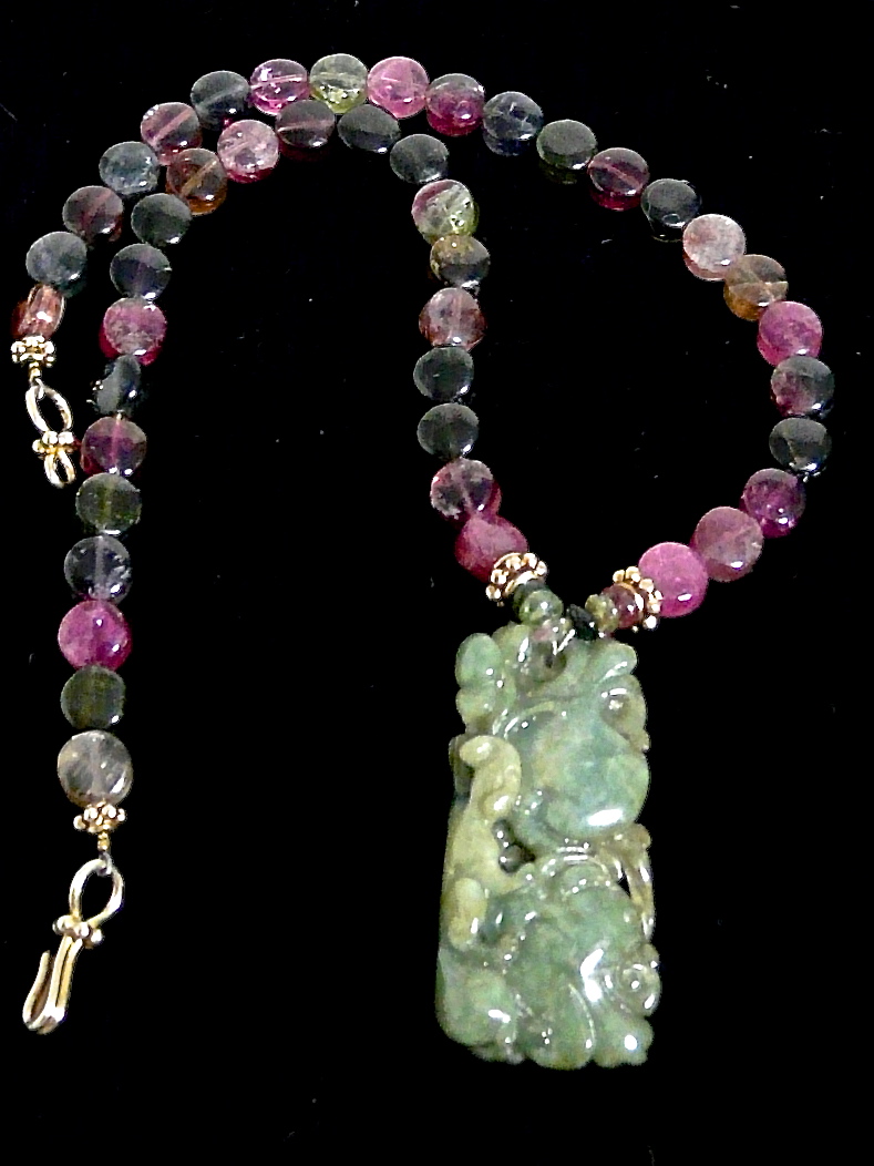 C2029 -alt jade dragon , peach, tourmaline