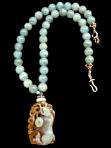 C2032 alt Jade Fish, Lotus, Pi, Aquamarine Necklace