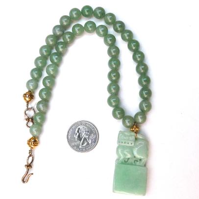 C2522 -5  green jade fo dog chop, jade necklace