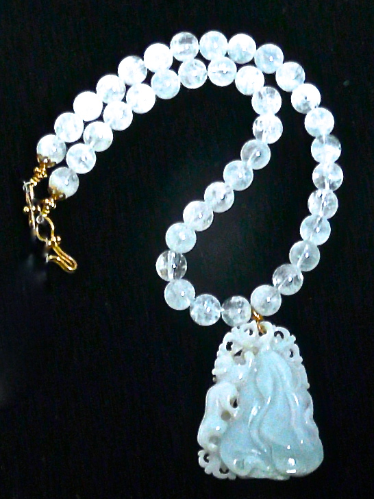 C2605 alt jade dragon aquamarine necklace