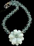 C2939 alt Blue jade flower, faceted blue quartz necklace
