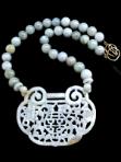 C2981 alt Lavender jade bats, double happiness lock, burmese jade necklace