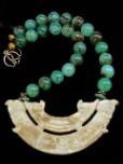 C2982 alt Old Jade Double Dragon, Chrysophase Necklace