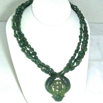 C3615 3 jade double fish, green apatite