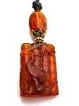 C3617 Carved amber stork pendant necklace