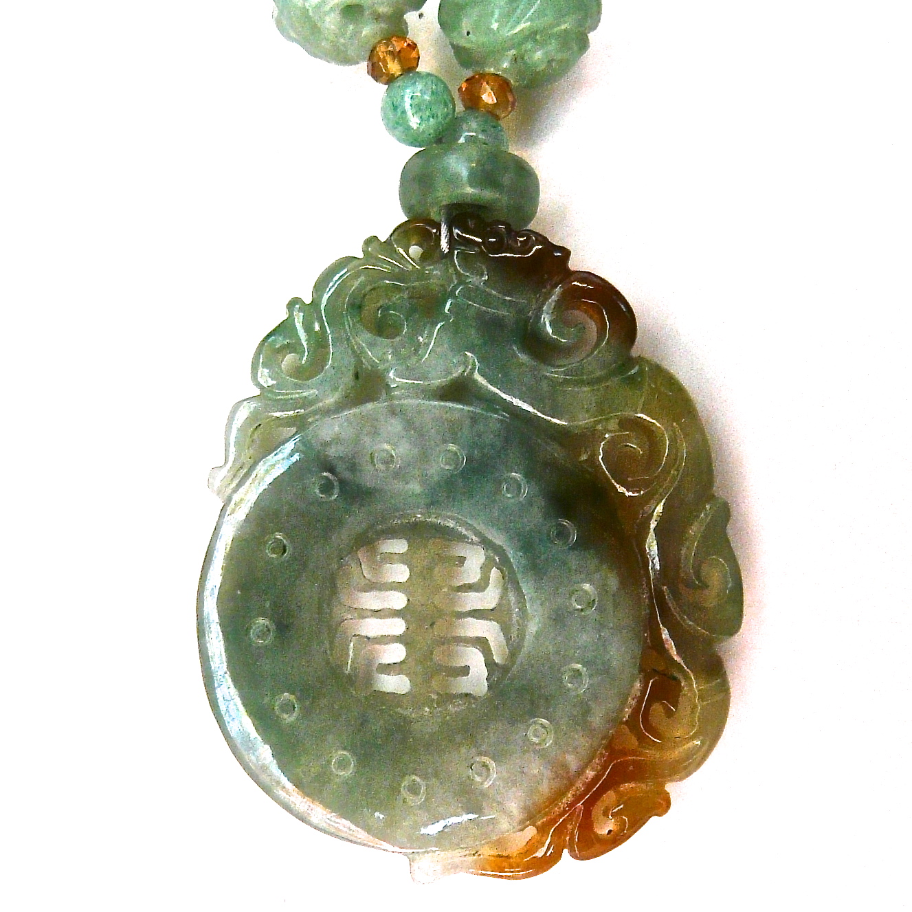 C3720 2 jade dragon, longevity, carved jade