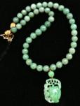 C3743 alt Jade bat, peach and jade beaded necklace