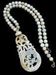 C634alt Jade quadruple dragon, jade necklace
