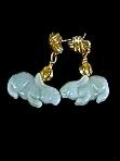 CE2674 -alt blue jade rabbit drop earrings
