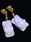 CE2720 -alt lavender jade frog drop earrings