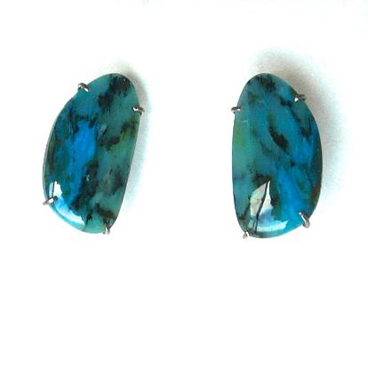 CE4394 1 Peruvian opal french clip earrings