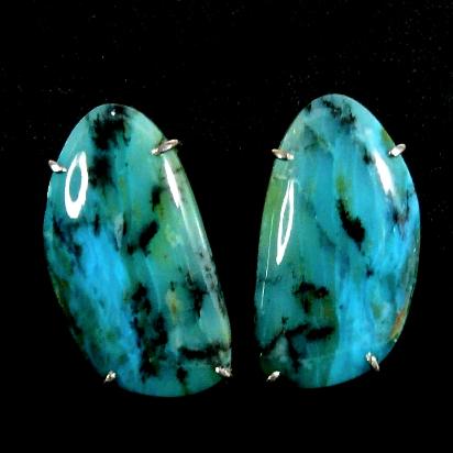 CE4394 3 Peruvian opal french clip earrings