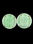 CE4511 alt green jade double happiness button earrings