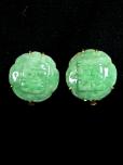 CE4580 -alt green jade double happiness button earrings