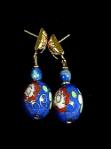 CE4806 -alt  old blue Chinese cloisonne beads drop earrings