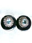 CE1495 Onyx and Aquamarine Button earrings