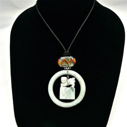 C3535- 4 green jade fo dog chop, bracelet pendant necklace