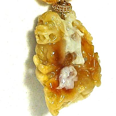 C2633 -7 golden jade fo dogs, faceted citrine necklace