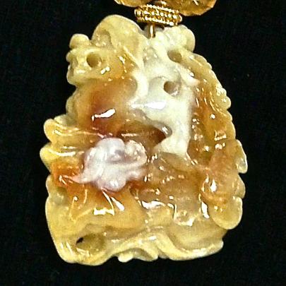 C2633 -6 golden jade fo dogs, faceted citrine necklace