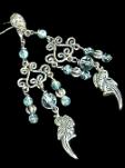 CE4080 Silver parrots, aquamarine drop earrings