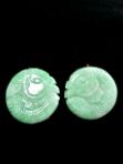 CE3067 -alt green jade fish button earrings