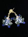 CE4516 -alt blue glass lamp work frog drop earrings
