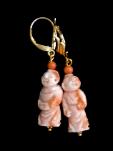 C2789 alt coral lucky god drop earrings