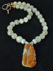 C2384 alt jade dragonfish, aquamarine necklace