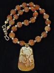 C3362 alt jade dragon, carved carnelian dragon bead necklace