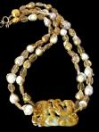 C3533 alt golden jade dragon, Baroque pearls, Imperial topaz