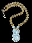 C2651 alt jade lucky god, citrine neclace