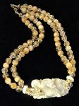 C2914 alt honey jade dragon, phoenix citrine necklace