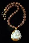 C3519 alt jade Ebisu, fish, bat, sunstone necklace
