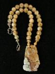 C2011 alt golden jade ducks, citrine necklace