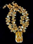 C3883 alt golden jade double fish, citrine, aquamarine necklace