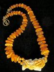 C3544 alt golden jade dragon, butter amber necklace