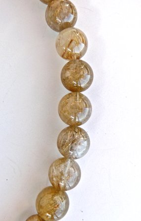 C1366 golden and green jade dragon, golden rutilated quartz necklace