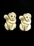 CE1934 alt Bone monkey french clip earrings