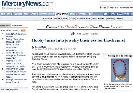 San Jose Mercury News Article on Carol Barrett Jewelry San Jose Mercury News Article on Carol Barrett Jewelry