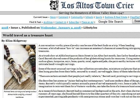Carol Barrett Jewelry Press Release: All Strung Out Carol Barrett Jewelry Press Release: World Travel as a Treasure Hunt